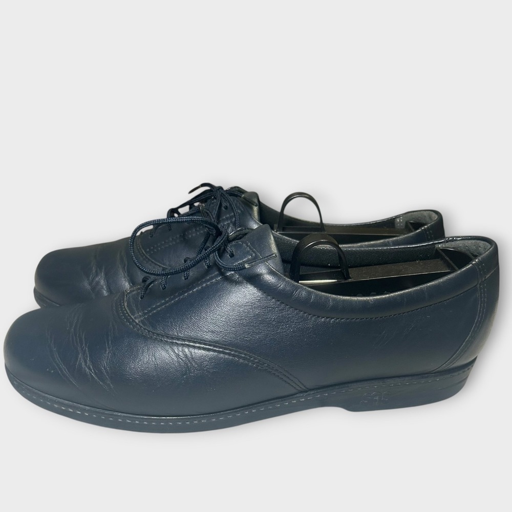 SAS Whisper Navy Blue Leather Comfort Walking Shoes Womens 10 N Narrow Oxford - Picture 3 of 9